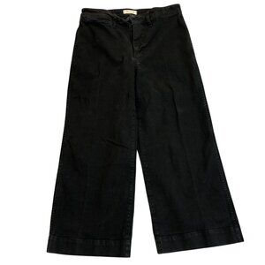 Madewell Emmett Wide-Leg Crop Pants  J8975 32T Woman's Black